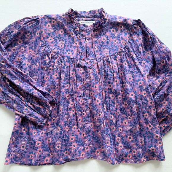 Emerson Fry Emmaline Blouse Violet Wildflower Pink Floral Medium Loose Boho - Picture 2 of 10